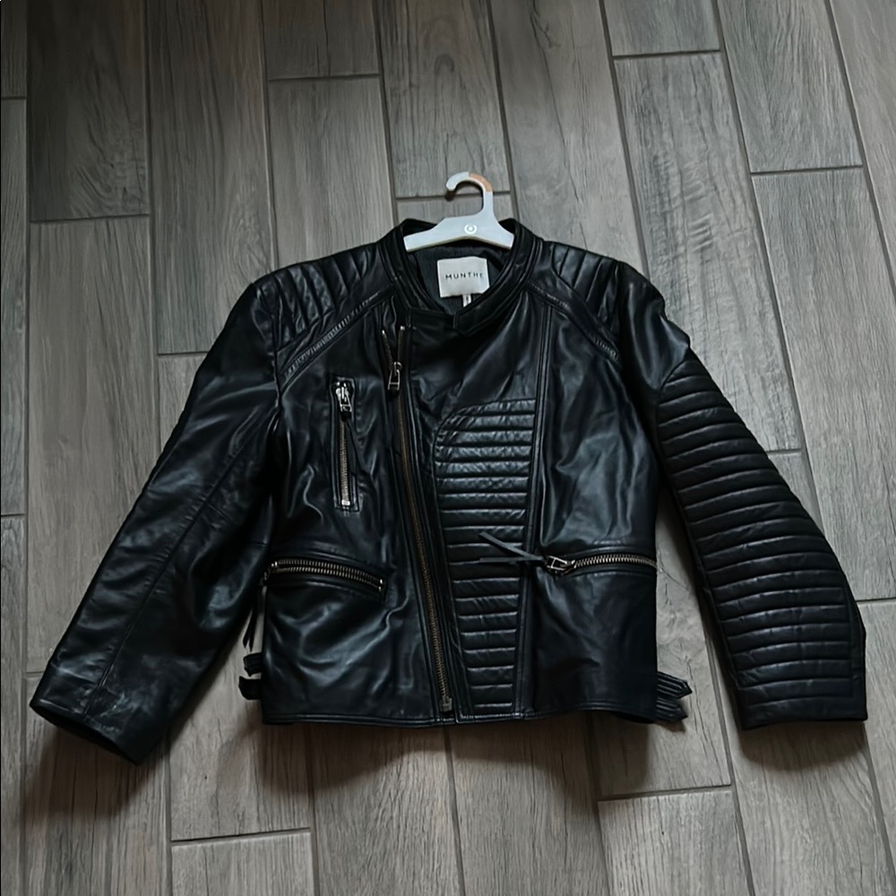 Munthe Black Leather Jacket for Women